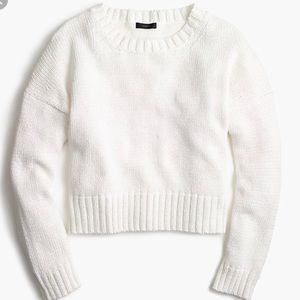 J.Crew Cotton Rib-Trim Crewneck Sweater White XS